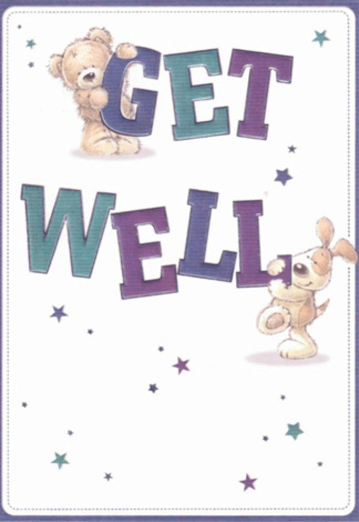 Crafted with the same thoughtfulness that goes into the finest bouquets along Lower Clapton Road, this whimsical get well card is a celebration of encouragement and hope. The scene unfolds beneath a softly luminous background: a plush teddy bear, radiating innocence, perches above the robust 'GET,' his comforting presence almost velvet to the imagination. Below, a spirited puppy, with long, velvety ears and a mischievous charm, anchors the bold 'WELL.' Their interplay brings life to the surrounding field of delicate starbursts-each twinkling in cool shades of blue, purple, and teal, like the gentle dusk sky over Hackney Downs. The mighty typography, shaded in harmonious purples and aquas, grounds the composition, turning the card into a beacon of reassurance. Every brushstroke, every thoughtful detail resonates with the nurturing spirit found in Lower Clapton's vibrant community. Imagine pairing this card with a bouquet from your favourite local florist-it's a tangible expression of genuine warmth, perfect to lift the spirits of anyone on the mend.